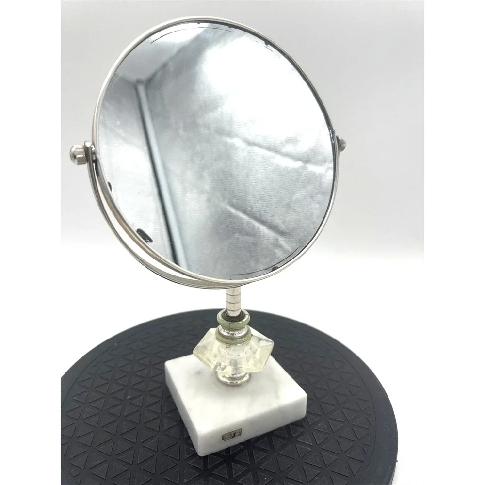 Vintage Italian Marble Pedestal Vanity Makeup Mirror Ornate Mirror